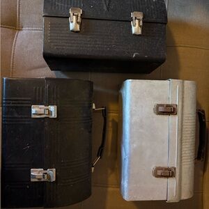 Vintage Metal Lunch Boxes - Black and Silver